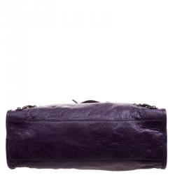 Pre Owned Balenciaga Purple Leather Classic City RH Tote