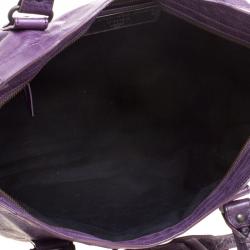 Pre Owned Balenciaga Purple Leather Classic City RH Tote