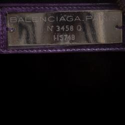 Pre Owned Balenciaga Purple Leather Classic City RH Tote