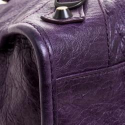 Pre Owned Balenciaga Purple Leather Classic City RH Tote