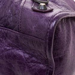 Pre Owned Balenciaga Purple Leather Classic City RH Tote