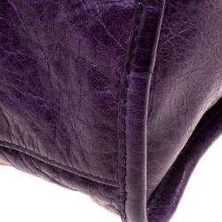 Pre Owned Balenciaga Purple Leather Classic City RH Tote