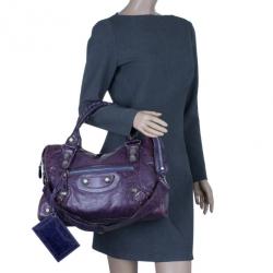 مملوكة مسبقًا Balenciaga Purple Leather Giant City