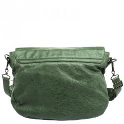 Pre Owned Balenciaga Vert Gazon Leather Classic Arena Folk Messenger Bag
