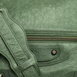 Pre Owned Balenciaga Vert Gazon Leather Classic Arena Folk Messenger Bag
