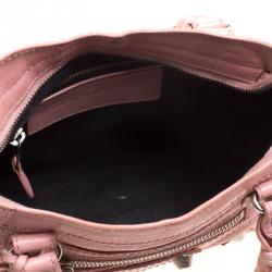 Pre Owned Balenciaga Vieux Rose Leather Mini Silver Hardware City Bag