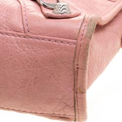 Pre Owned Balenciaga Vieux Rose Leather Mini Silver Hardware City Bag