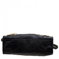 Pre Owned Balenciaga Black Leather Classic City GGH Tote