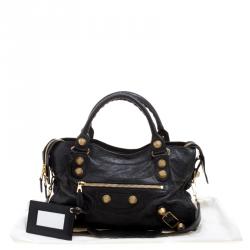 Pre Owned Balenciaga Black Leather Classic City GGH Tote