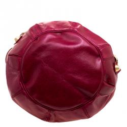 Pre Owned Balenciaga Pourpre Leather GGH 21 Hardware Pompon Hobo