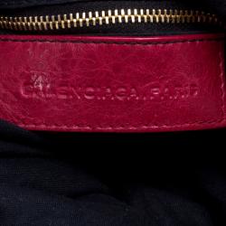 Pre Owned Balenciaga Pourpre Leather GGH 21 Hardware Pompon Hobo