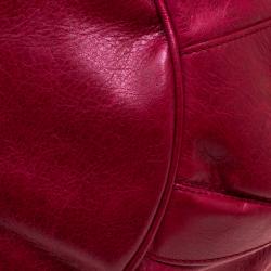 Pre Owned Balenciaga Pourpre Leather GGH 21 Hardware Pompon Hobo