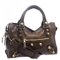 Pre Owned Balenciaga Oatmeal Leather Classic City GGH Tote