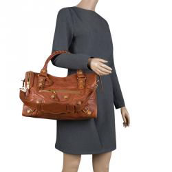 Pre Owned Balenciaga Brown Leather Classic City GGH Tote