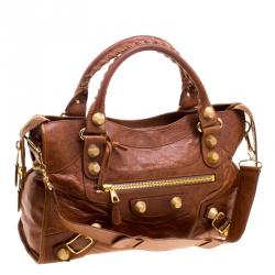 Pre Owned Balenciaga Brown Leather Classic City GGH Tote