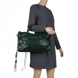 Pre Owned Balenciaga Pine Leather Classic City RH Tote