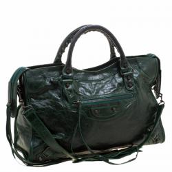 Pre Owned Balenciaga Pine Leather Classic City RH Tote