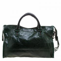 Pre Owned Balenciaga Pine Leather Classic City RH Tote