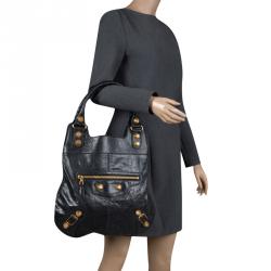 Pre Owned Balenciaga Anthracite Leather Giant 21 Hardware Slim Hobo