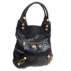 Pre Owned Balenciaga Anthracite Leather Giant 21 Hardware Slim Hobo