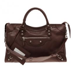 مملوكة مسبقًا Balenciaga Brown Leather Giant City Tote