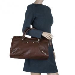 مملوكة مسبقًا Balenciaga Brown Leather Giant City Tote