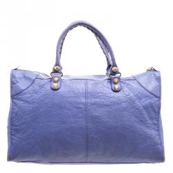 Pre Owned Balenciaga Mauve Leather Gold Hardware Work Tote