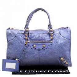 Pre Owned Balenciaga Mauve Leather Gold Hardware Work Tote