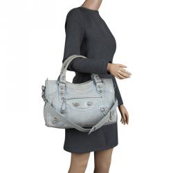 Pre Owned Balenciaga Sky Blue Leather Classic City GSH Tote