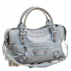 Pre Owned Balenciaga Sky Blue Leather Classic City GSH Tote