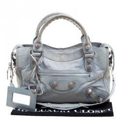 Pre Owned Balenciaga Sky Blue Leather Classic City GSH Tote