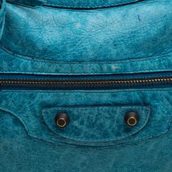 Pre Owned Balenciaga Turquoise Leather Classic City RH Tote