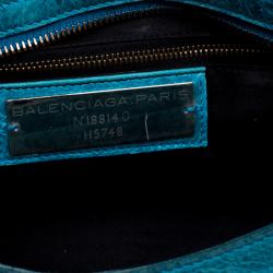Pre Owned Balenciaga Turquoise Leather Classic City RH Tote