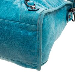 Pre Owned Balenciaga Turquoise Leather Classic City RH Tote