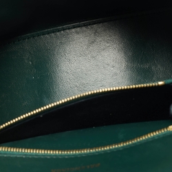 Pre Owned Balenciaga Green Croc Embossed Leather Small Hourglass Top Handle Bag