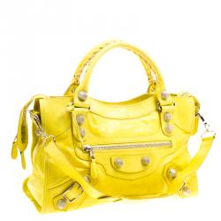 Pre Owned Balenciaga Yellow Leather Classic City GSH Tote