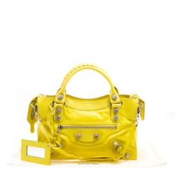 Pre Owned Balenciaga Yellow Leather Classic City GSH Tote