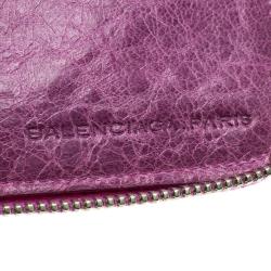 Pre Owned Balenciaga Bubble Gum Leather Silver Mini Compagnon Wallet