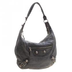 Balenciaga Grey Leather Giant Hobo