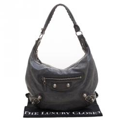 Balenciaga Grey Leather Giant Hobo
