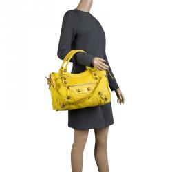 Pre Owned Balenciaga Yellow Leather Classic City GSH Tote