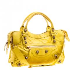 Pre Owned Balenciaga Yellow Leather Classic City GSH Tote