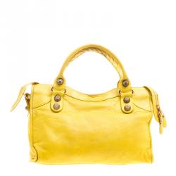 Pre Owned Balenciaga Yellow Leather Classic City GSH Tote