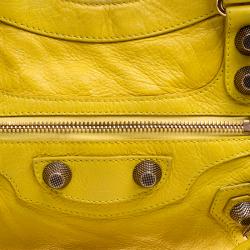 Pre Owned Balenciaga Yellow Leather Classic City GSH Tote