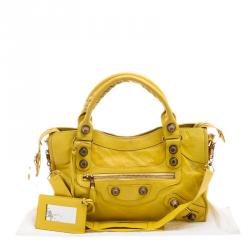 Pre Owned Balenciaga Yellow Leather Classic City GSH Tote