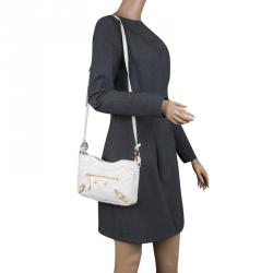 Pre Owned Balenciaga Creme Ivoire Leather Gold Hardware Hip Crossbody Bag