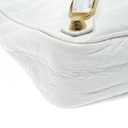 Pre Owned Balenciaga Creme Ivoire Leather Gold Hardware Hip Crossbody Bag