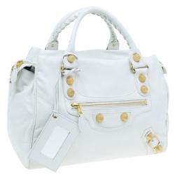 Balenciaga White Leather Giant Midday Bag