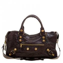 Pre Owned Balenciaga Brown Leather GGH Part Time Tote