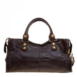 Pre Owned Balenciaga Brown Leather GGH Part Time Tote